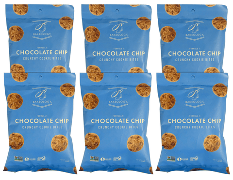 6 pack- Chocolate Chip Cookie Bites, 2.5 oz bags, Gluten Free, Vegan